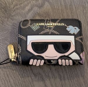 Karl Lagerfeld Black Wallet with Cartoon Design